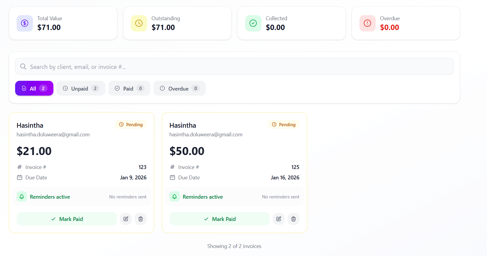 Step 4: Manage all invoices from dashboard